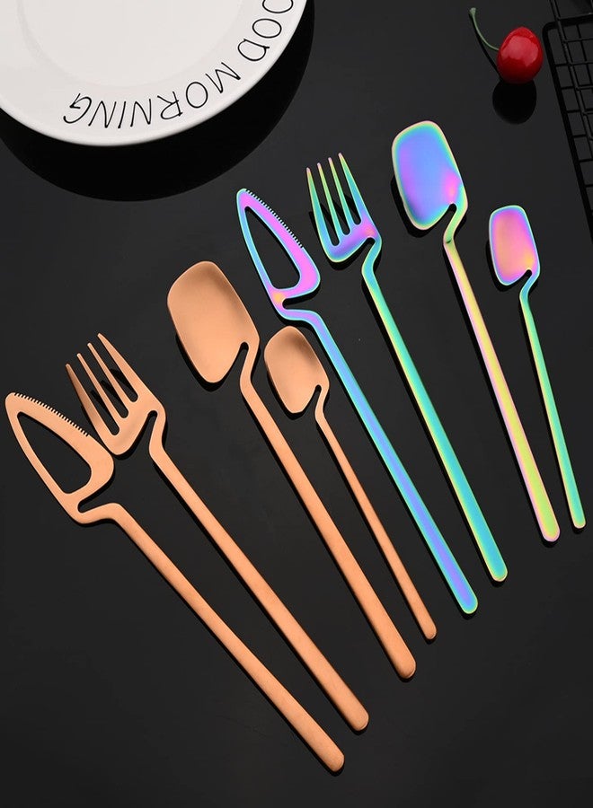 JASHII Silverware Set Satin Finish 24-Piece Stainless Steel Flatware Set Kitchen Utensil Set Service for 6 Tableware Cutlery Set Dishwasher Safe (Matte Rose Gold) - Image 5